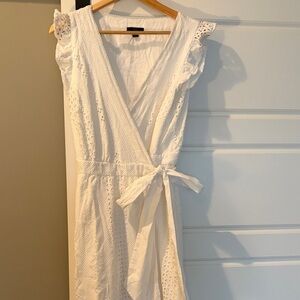 J.Crew White Eyelet Wrap Midi Dress